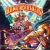 A board game titled "Rowdy Partners" in an arch across the top of the cover.  The font is yellow and orange, and designed to resemble text from the Wild West.  The art features a boxing ring surrounded by a raucous audience.  In the ring are a donky with goggles, a masked wrestler with horns, and a cowboy with sunglasses and a bag full of money.  The donkey leaps toward a golden cowboy with a lasso who stands just outside the ring.