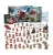 A Warhammer 40k product titled “Armageddon” in large, white font across the bottom of the cover.  The art on the main box features a person in bulky, red plate armor holding up their weapon before a line of similarly dressed individuals.  The image depicts a spread of the products within the set, including many miniatures that match the people on the box, a book, stickers, smaller packs, and more.