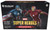 A TCG product titled "Magic: The Gathering - Marvel Super Heroes: Beginner Box" with half of the title in the upper left corner and the rest at the bottom of the primarily black box.  Two superheroes leap in action poses across the center: one with pale skin, a red, white, and blue costume featuring a partial face cowl, and a shield with matching red, white, and blue colors as well as a star in the center; the other is a red and yellow metal suit that entirely obscures the face of the wearer, and features a glowing white circle in the center of the chest plate.