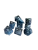 A set of 8 polyhedral dice, with 7 of the standard varying side ranges and 1 compass die with sides representing the 4 cardinal directions.  Each features opaque, sparkly, blue and black swirled resin and silver numerals.