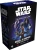 A board game titled “Star Wars: The Deckbuilding Game - Rebel & Empire Reinforcements” across the top and bottom of the cover.  The background is primarily blue and black, and the central image features a display of characters: a cloaked elderly man, a green elderly man with long ears, a tan man with a small ponytail and blue sword made of light, a blue man with dark hair and a white suit, and a woman entirely clad in armor with a t-shaped viewing visor and a gun in each of her hands.