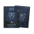A set of card sleeves titled 'Dragon Shield: House Dimir - Guildpact Series' across the top and bottom.  The cover features a silver beetle emblem in a blue tapestry atop a black background.  To the side is an example sleeve: blue, with the same beetle emblem in the center.