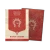 A set of card sleeves titled 'Dragon Shield: Boros Legion - Guildpact Series' across the top and bottom.  The cover features a golden fist emblem in a red tapestry atop a white background.  To the side is an example sleeve: red, with the same fist emblem in the center.