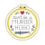A vinyl sticker featuring an illustration of an embroidery hoop.  Inside is a cross stitch with flowers surrounding text that reads, "Don't be a Murder Hobo."
