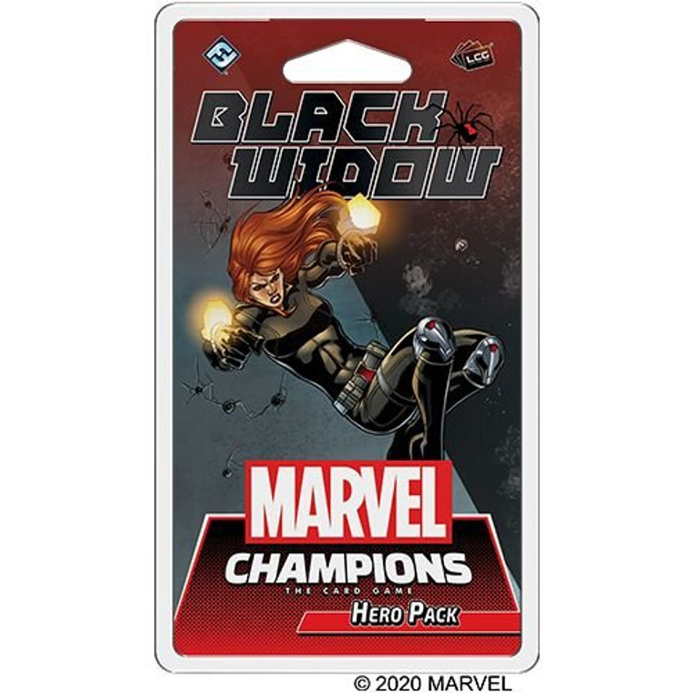 Plastic clamshell box featuring the game title and illustration of superhero, Black Widow.