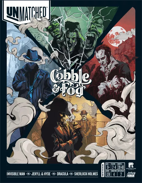 Board game box featuring game title and depictions of the four included game characters.