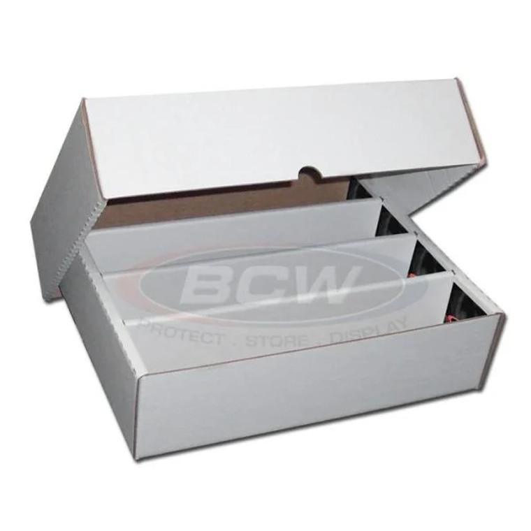 White card storage box with four rows made from cardboard.