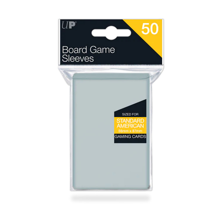 Ultra pro board game sleeves packaged in black and yellow plastic.