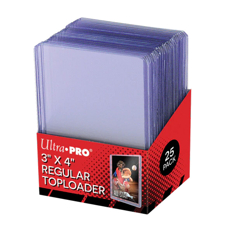 A single pack of Ultra Pro toploader sleeves in a red cardboard box.