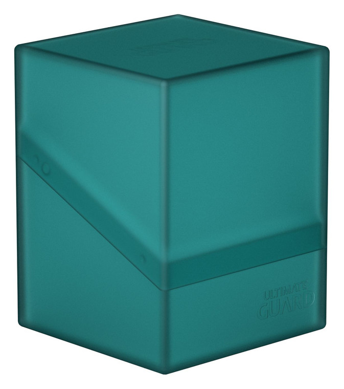 Closed ultimate guard boulder deck box in the color malachite.