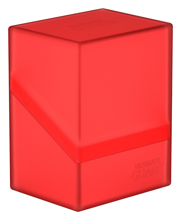 Closed ultimate guard boulder deck box in the color ruby.
