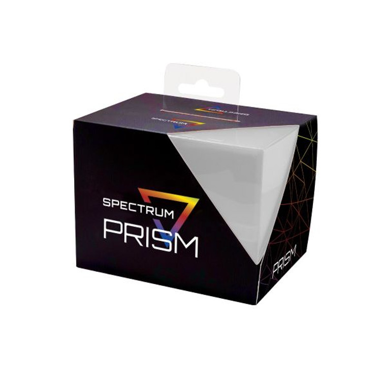 White Prism deck case in a black cardboard box.