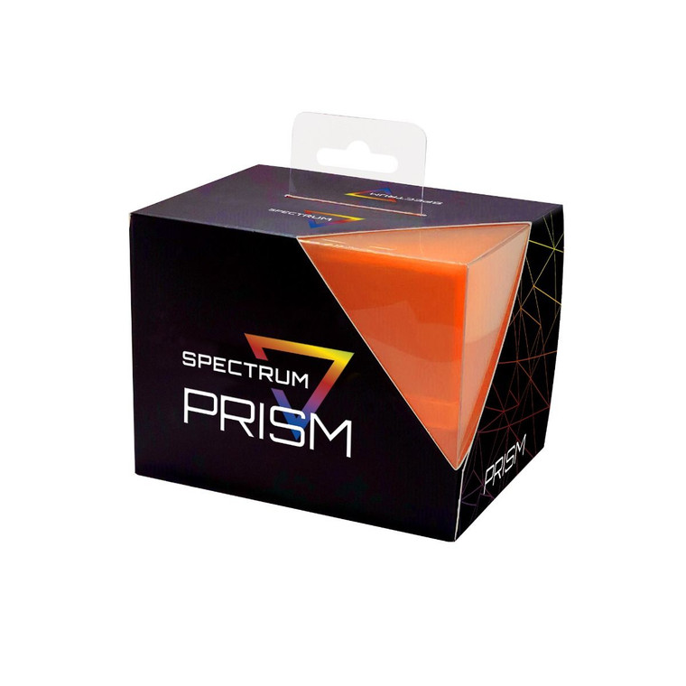 Orange Prism deck box in a black cardboard box