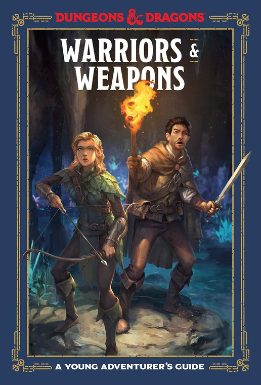 D&D book cover featuring an Elf with a bow and Human with a sword and torch exploring a cavern filled with blue crystals.