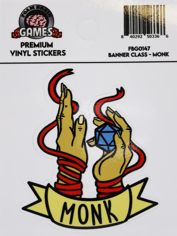 two hands with red rope entwining wrists and a d20 in a cartoon-style illustration with text on banner