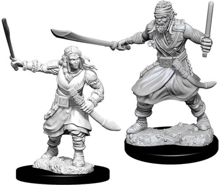 Two unpainted Bandit miniatures on a white background.