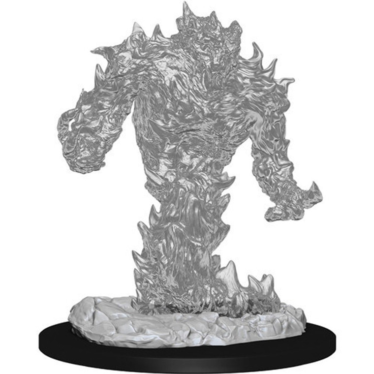 An unpainted translucent fire elemental miniature on a white background.