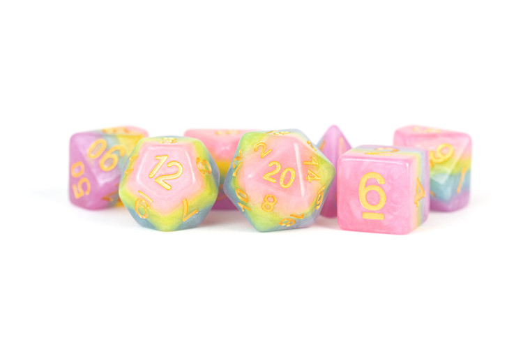 Metallic Dice Games - 7 Set RPG Dice - Resin - Pastel Fairy