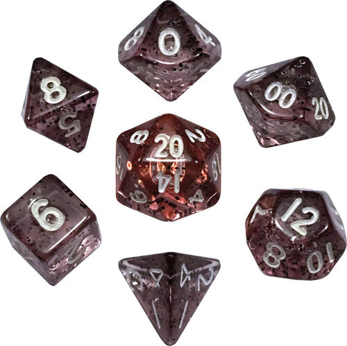 Metallic Dice Games - 7 Set RPG Dice - Acrylic - Mini Ethereal Black