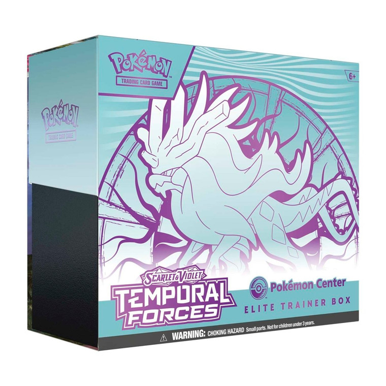 A blue and purple Temporal Forces Elite Trainer Box featuring art of Walking Wake with a circle behind it.