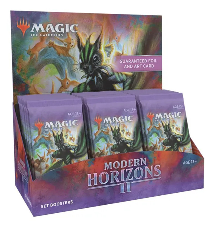 A Modern Horizons 2 set booster box featuring art of Chatterfang.