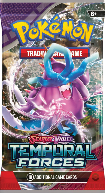 Pokemon Temporal Forces booster pack featuring art of Walking Wake.