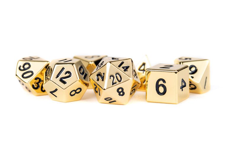 Metallic Dice Games - 7 Set RPG Dice - Metal - Gold