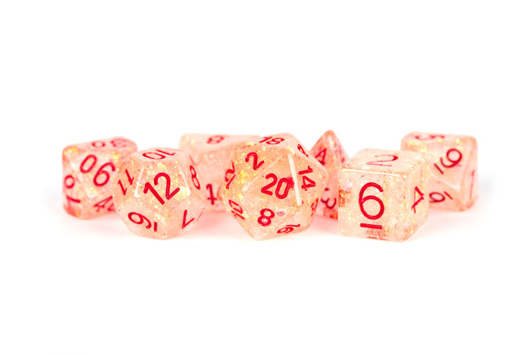 Metallic Dice Games - 7 Set RPG Dice - Resin - Flash Red