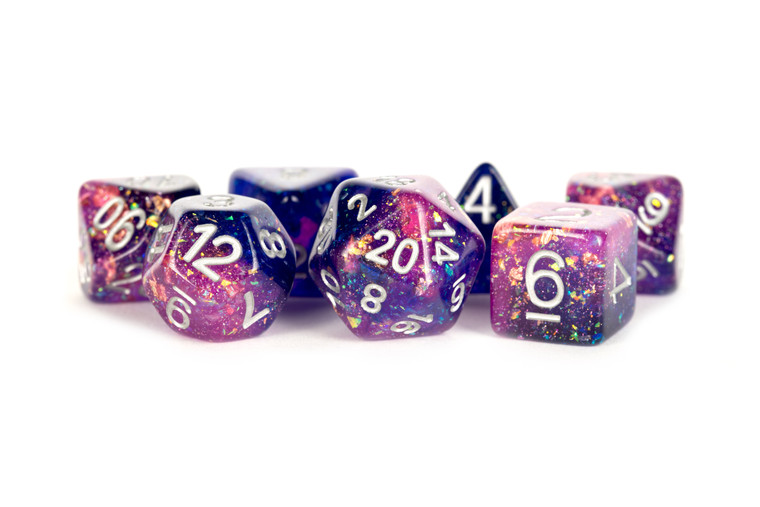 Metallic Dice Games - 7 Set RPG Dice - Resin - Purple and Black