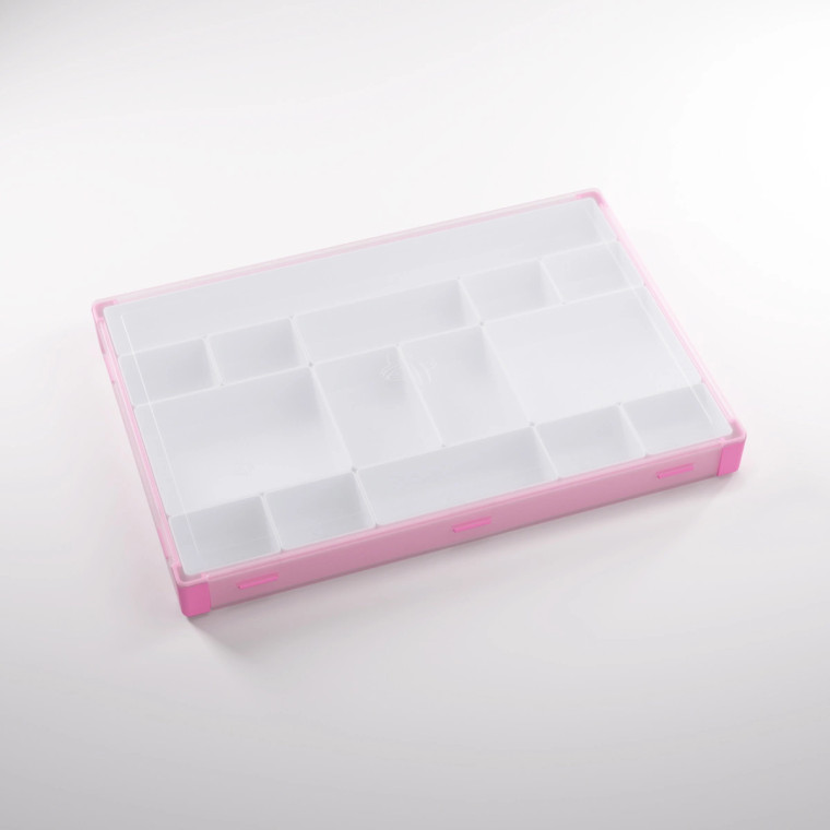 A token silo with 15 white compartments of various sizes and a pink exterior.