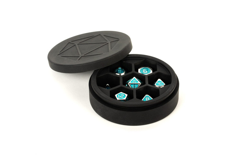 Metallic Dice Games - Silicone Round Dice Case - Black
