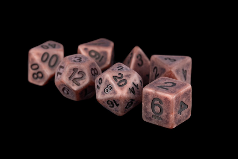 Metallic Dice Games - 7 Set RPG Dice - Resin - Ancient Copper