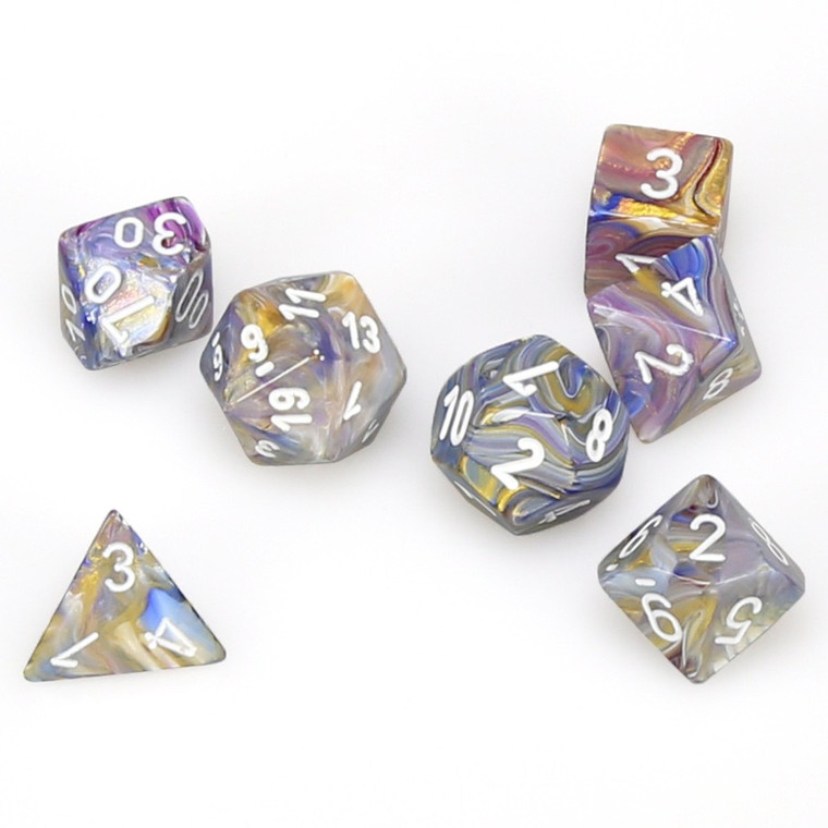 Chessex Dice - 7 Set RPG - 27440 - festive carousel with white