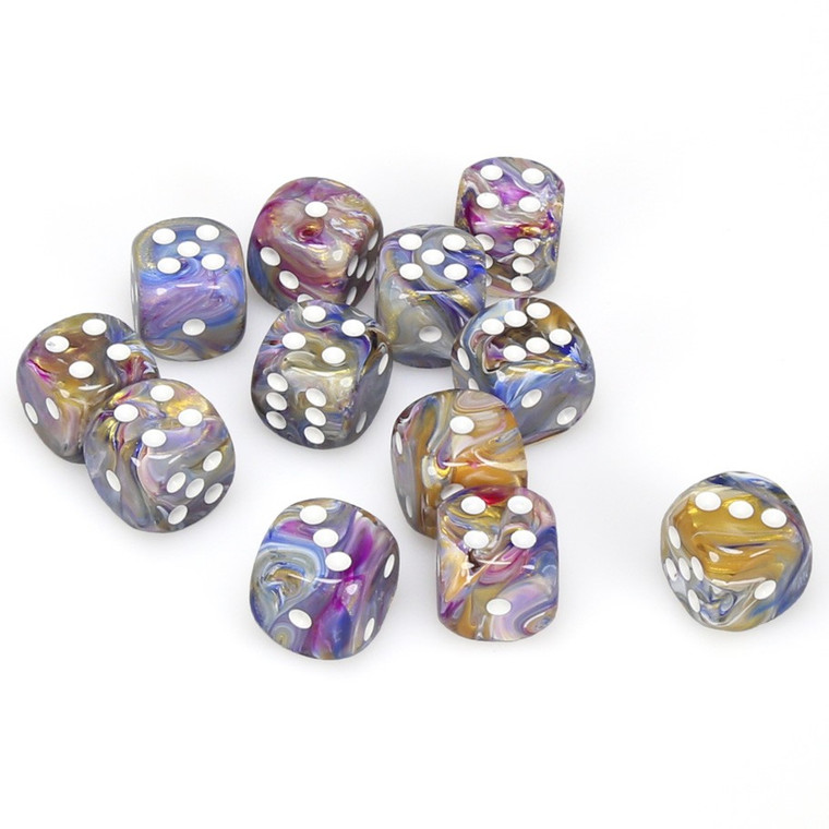Chessex Dice - 36 Set of d6 dice block - 27640 - festive carousel with white