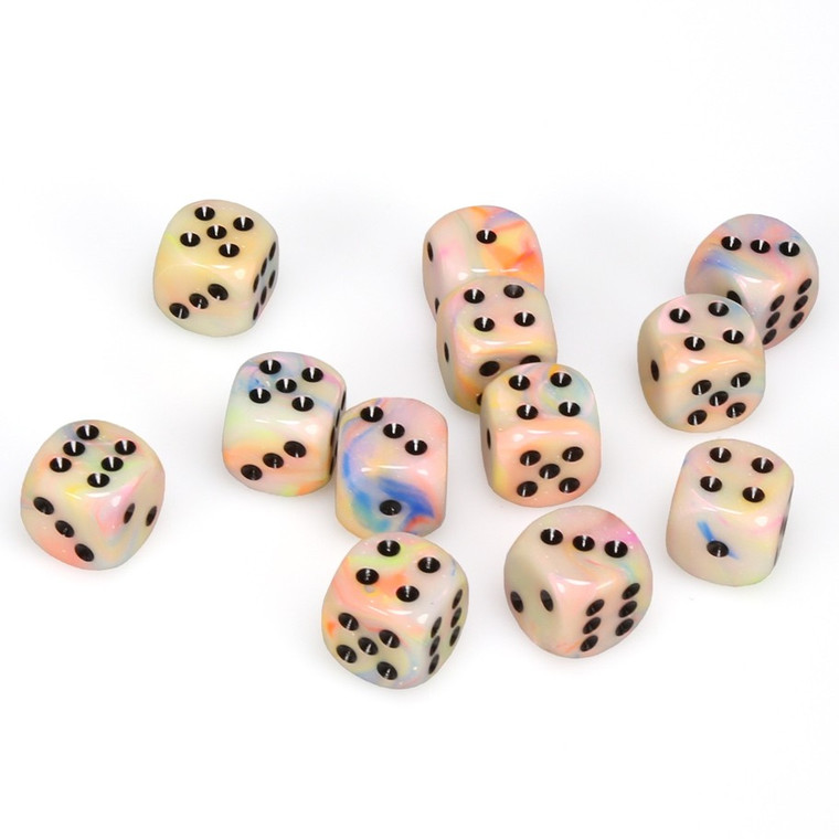 Chessex Dice - 36 Set of d6 dice block - 27642 - festive circus with black