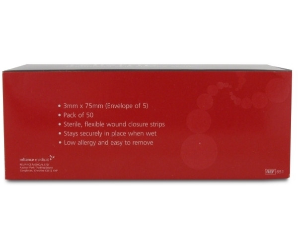 Relistrips (3 x 75mm) Skin Closures (Box of 50 x 5) - Selles Medical