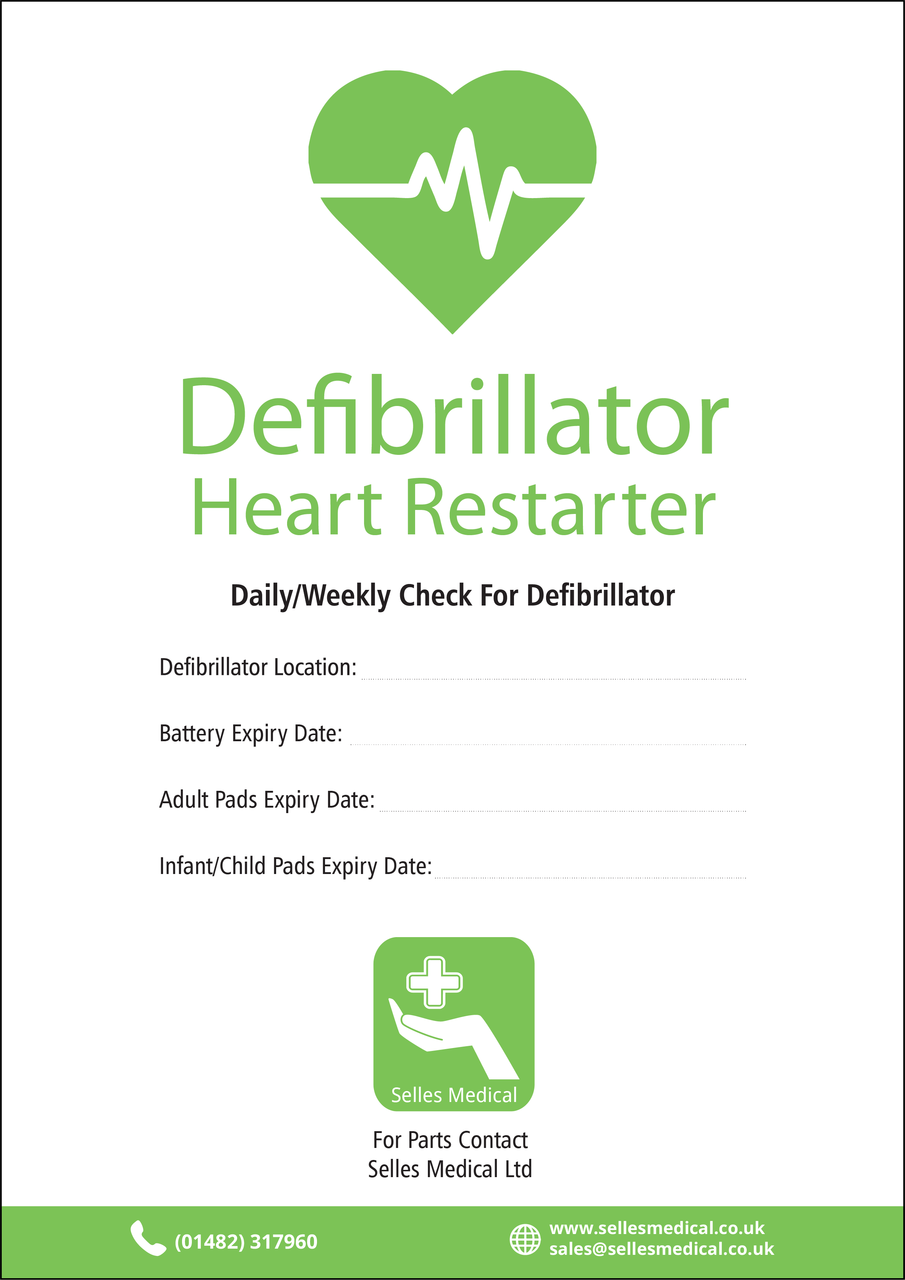 Defibrillator Check Record Booklet Selles Medical