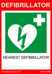 Defibrillator Location Sign Self Adhesive 30x21cm