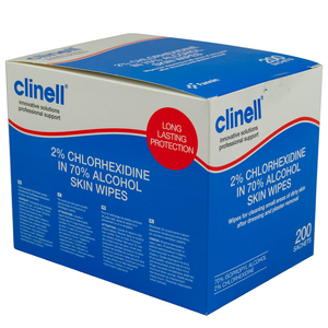 Clinell Alcohol 2% Chlorhexidine Skin Wipes Pk200 Clinell Alcohol 2% Chlorhexidine Skin Wipes Pk200