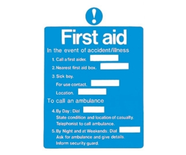 First Aid Action Self Adhesive Sign