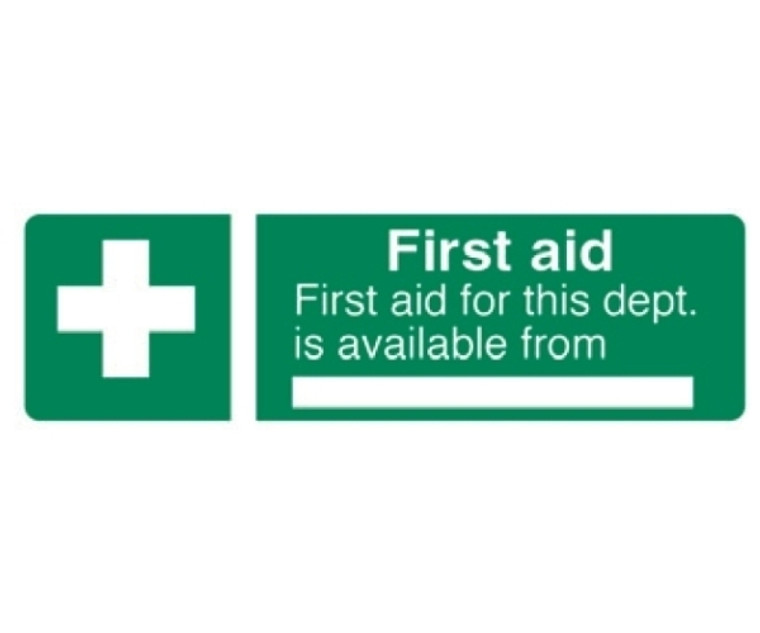 First Aid From Dept Self Adhesive Sign