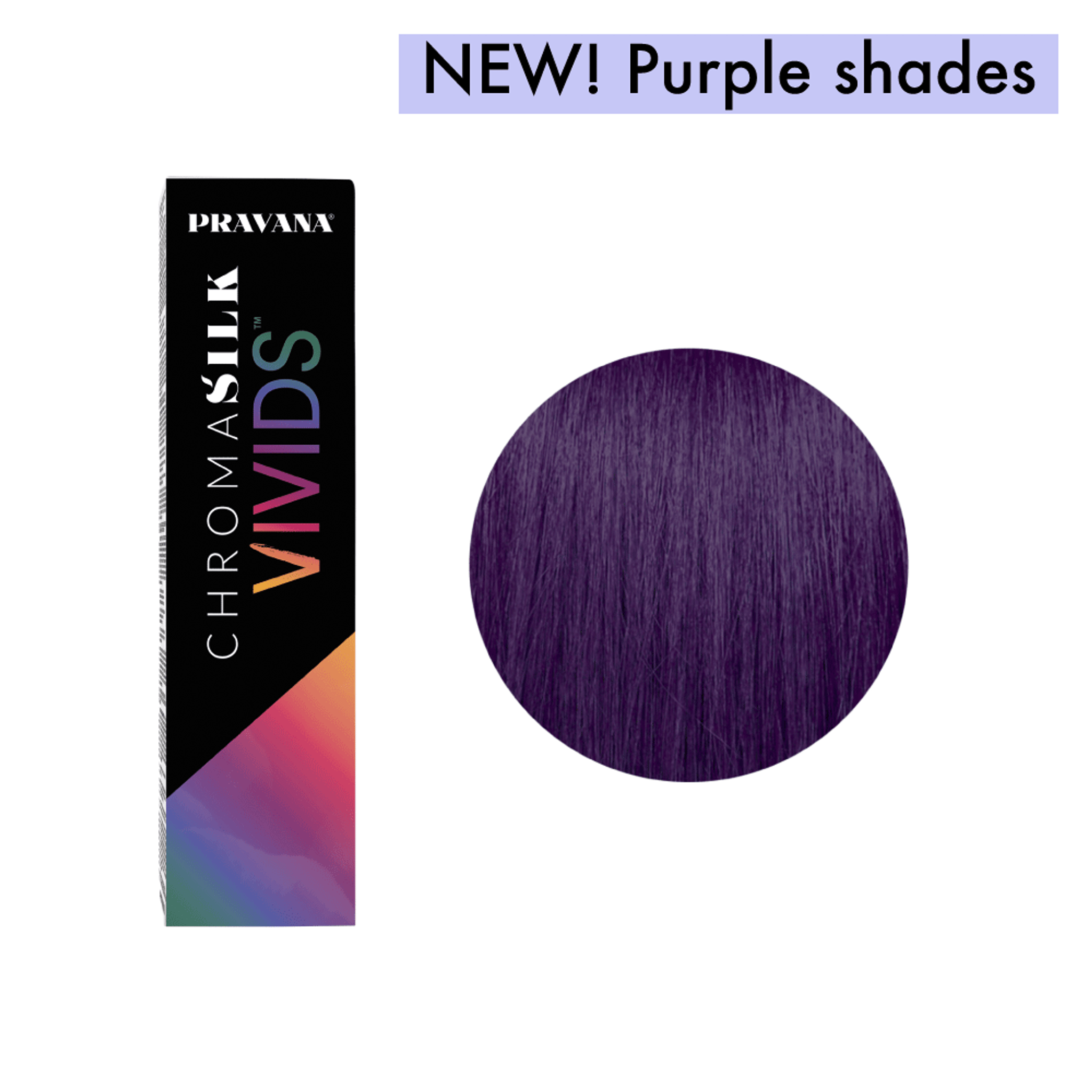 Discover Pravana's new digital purple Vivids shades. 
Pravana's new cooler-toned purple VIVIDS shade allows for endless customisation and unlimited colour possibilities.

The ChromaSilk VIVIDS collection is a semi-permanent, non-oxidative hair colour that is designed to be used without developer.