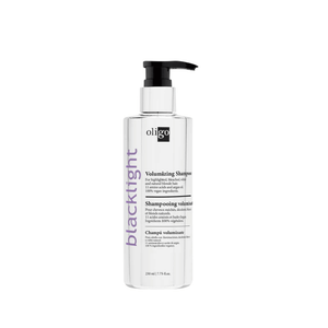 The Oligo Blacklight Volumizing Shampoo increases fullness and creates volume with a smooth finish. Its formula is enriched with 11 amino acids and argan oil to moisturise, strengthen hair structure and repair surface damage while increasing shine and colour retention. The Blacklight Volumizing Shampoo is sulphate, salt and paraben free. 