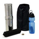 Go Berkey Kit -Includes Stainless Steel Portable Water Filter System with Sport Berkey Water Bottle (Filter included) and a Vinyl Black Carrying Case