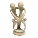 Natural 8-inch Tall Soapstone Family Sculpture - 2 Parents 2 Children