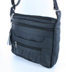 Black Crossbody or Shoulder Carry Leather Locking Concealment Purse - CCW Concealed Carry Gun Bag