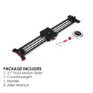 Kamerar 31â Fluid Motion Video Slider: Flywheel, Counterweight, Light Carbon Fiber Rails, Adjustable Legs, DSLR Camera/Camcorder Stabilization Track