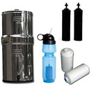 Travel Berkey Water Filter System, with Two Black Berkey Filters, Two Berkey Fluoride Filters AND One Berkey Sport Bottle (with filter)! Great for Travel or Camping needs!