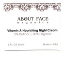 About Face Organic Vitamin A Night Cream 2% Retinol | 80% Organic | Paraben & Cruelty Free | 2 Oz