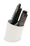Tilt Remote Control Tidy Remote Holder and TV Remote Organizer (White/Grey)